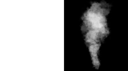 White smoke plume on black background, realistic steam cloud texture, atmospheric vapor mist effect for compositing and design © Salim