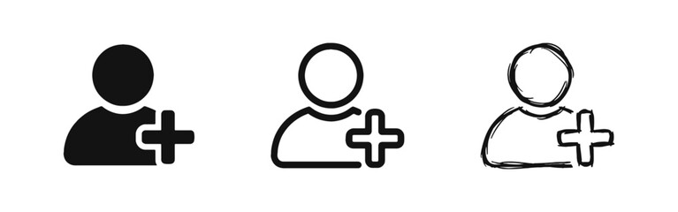Naklejka na ściany i meble Add user icon set for profile creation and member registration