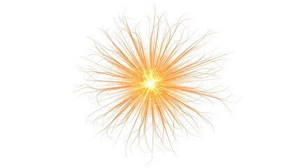 Fototapeta premium Bright orange plasma energy burst with glowing core and radiating light veins on white background