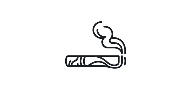 Cigarette smoking with smoke rising in a line drawing.