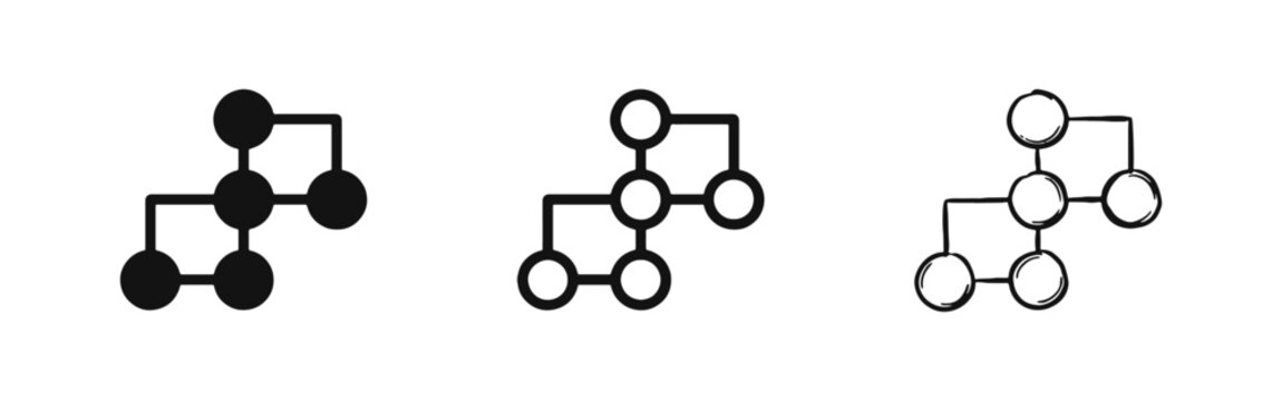 Connected Nodes Network Icon Set for Data Structure and Science Concept