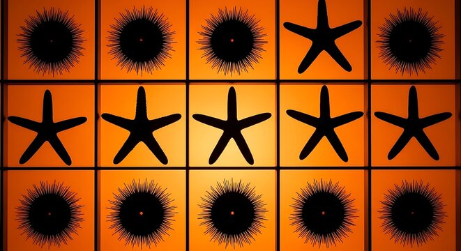 Starfish and sea urchins pattern.