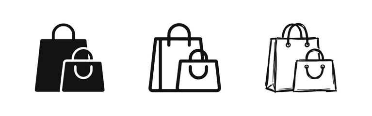 Naklejka na ściany i meble Shopping Bags Retail Icon Set in Flat Line and Hand Drawn Style