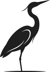 Obraz premium Elegant heron bird silhouette standing in profile with graphic design, wildlife