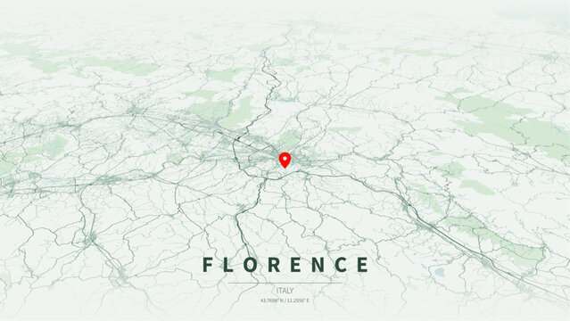 Modern minimalist vector map of Florence (Firenze), Tuscany, Italy. High-quality scalable illustration of Florence city grid, Arno River axis for posters and design.