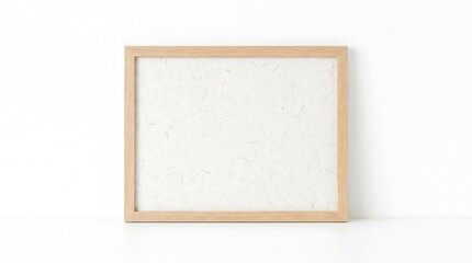 Fototapeta premium Empty wooden frame on a white background with ample copy space.
