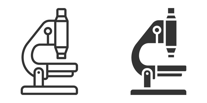 Microscope icon set. Simple outline and filled microscopy icon set for science design. flat illustration of vector icon on white background