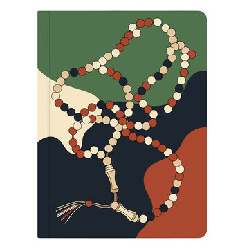 Colorful Prayer Beads on Book.