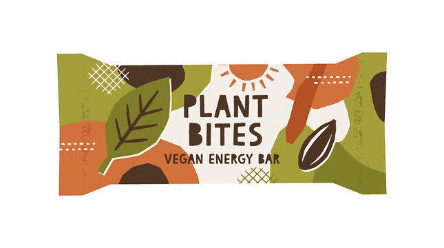 Vegan energy bar packaging design.