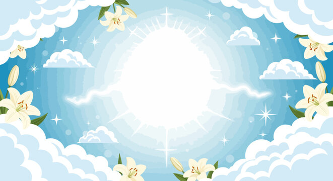 Vector Illustration of the Assumption of Mary in Religious Art Style