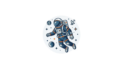 Astronaut Floating in Outer Space with Planets and Stars. © Revan