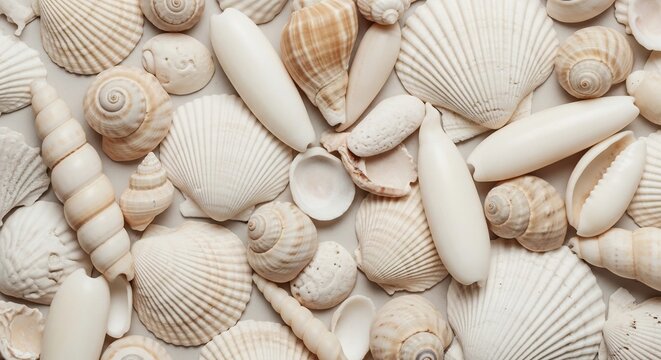 Collection of Assorted Seashells and Marine Life Forms.