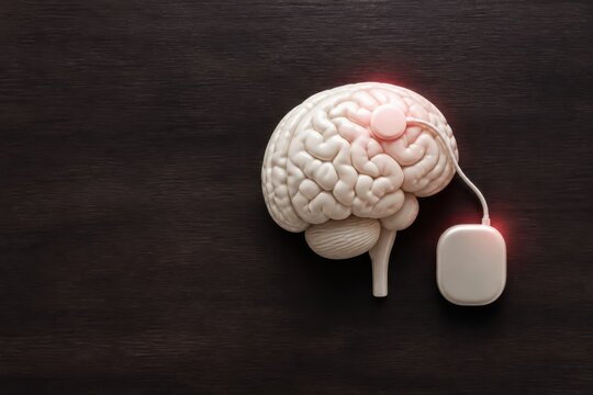 Brain model with connected medical device concept for neuroscience artificial intelligence and brain health