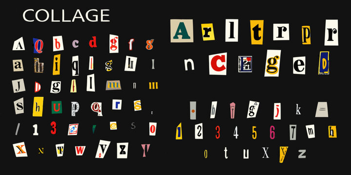 Cut out alphabet letters and numbers in ransom note style collage