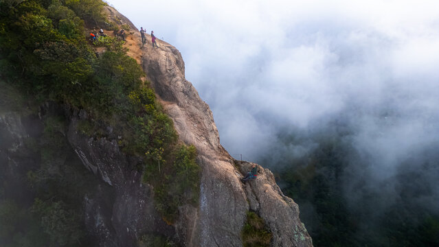 Pedra Do Bau Mountain Peak Fog Clouds Climbing Mountaineering Serra Mantiqueira Adventure Tourism Hiking Rock Formation Summit Wilderness Nature Landscape Scenic Brazil South America Outdoor Explorer