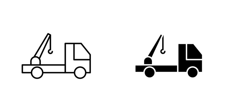 Tow truck icon on white background, editable stroke svg 10