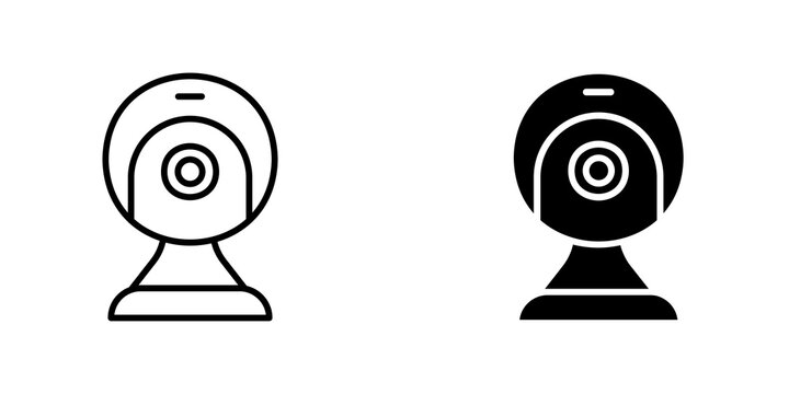 Webcam icon on white background, editable stroke svg 10