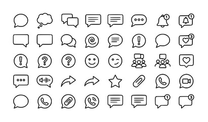 Speech bubble line icon set communication dialog balloons vector illustration © MD