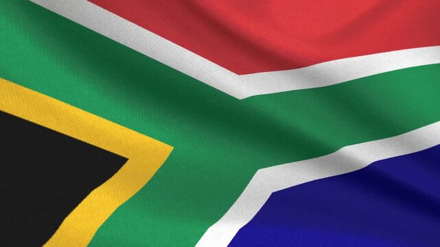 Seamless 3D video of the South Africa flag fluttering in the wind looping