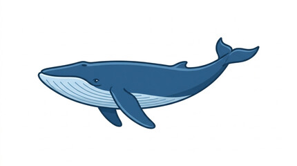 Blue Whale Illustration Swimming in Ocean Water. © Rizki