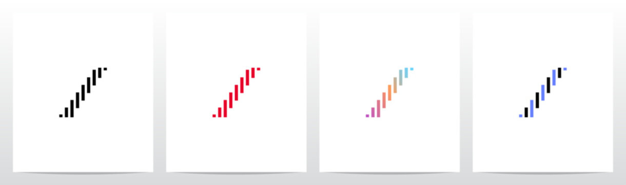 Stripes Vertical Parallel Italic Letter Initial Logo Design I