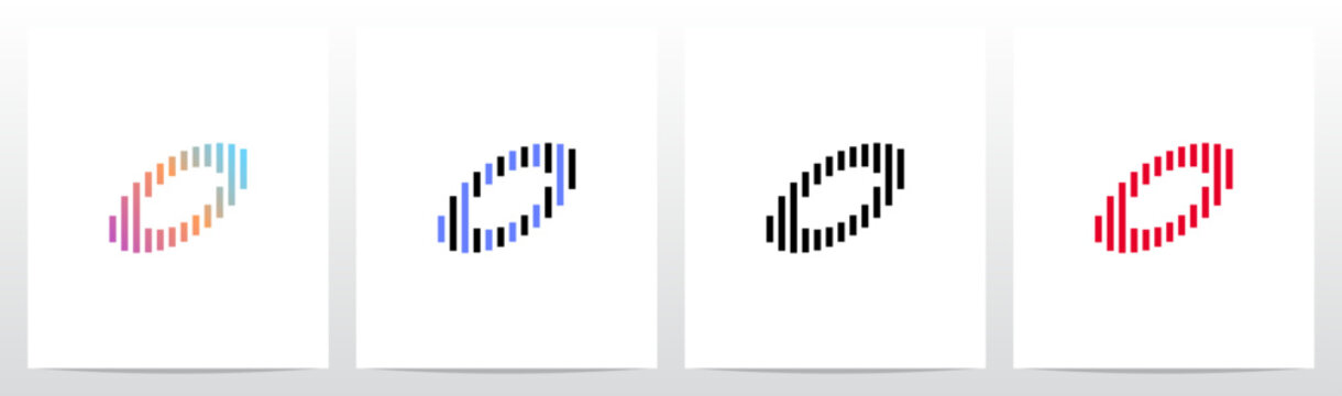 Stripes Vertical Parallel Italic Letter Initial Logo Design O
