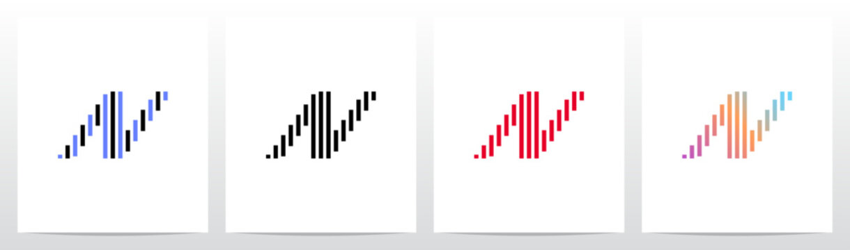 Stripes Vertical Parallel Italic Letter Initial Logo Design N