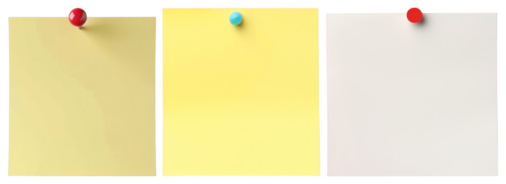 PNG Colorful sticky notes pinned on transparent background