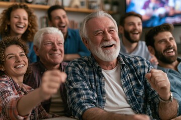 Obraz premium Family Bonding While Watching Sports Game at Home