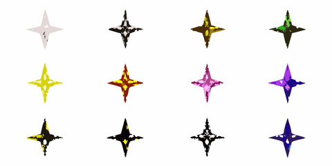Fototapeta premium Glitter textured Starbursts Arrangement Vector Illustration On White Background