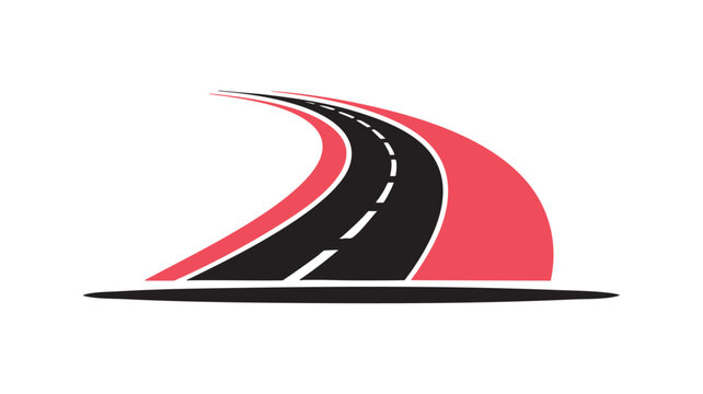 Road Curving Abstractly with a Black Asphalt Surface and Red Shoulder, Symbolizing a Journey or Path Forward with Opportunity