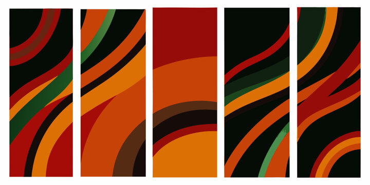 Abstract Wave Pattern Set Vector Illustration With Warm Color Palette