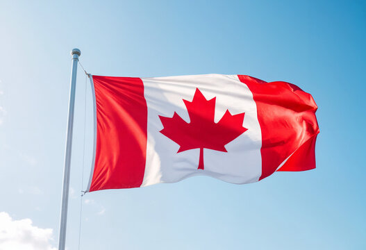 canadian flag in the wind