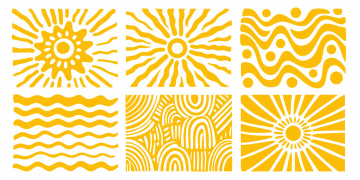 Yellow Geometric Patterns A Set Of Six Square Vector Designs