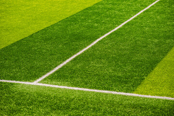 Obraz premium Soccer Field White Corner Lines on Green Turf