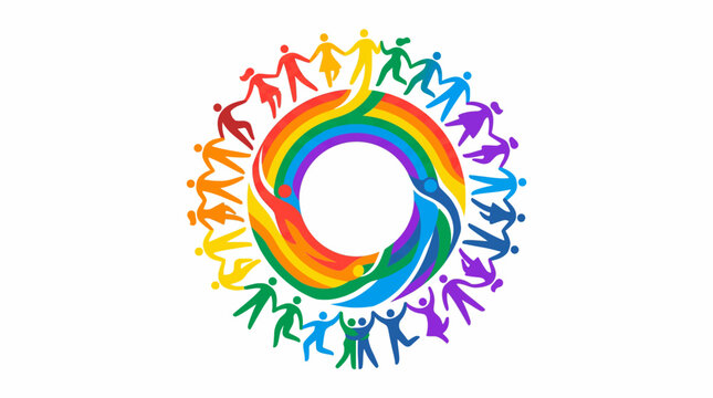 Diverse Community Embracing Rainbow Circle Unity Diversity LGBTQ Pride Inclusion Togetherness Celebration Victoria Day