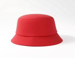 Fototapeta premium Blank Red Bucket Hat Isolated on White Background Front View Fashion Apparel Mockup