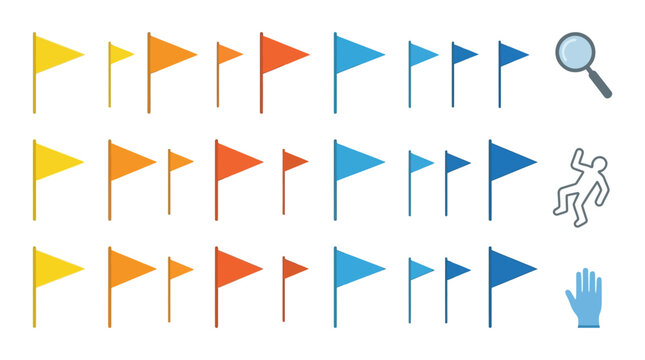Colorful triangular flags on sticks.