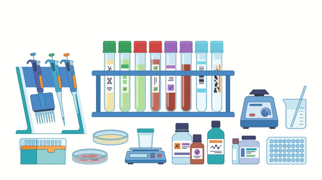 Laboratory equipment and scientific tools.
