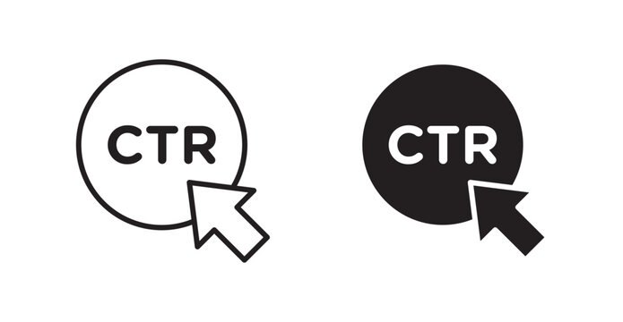 CTR icon vector design illustrations. line and solid styles