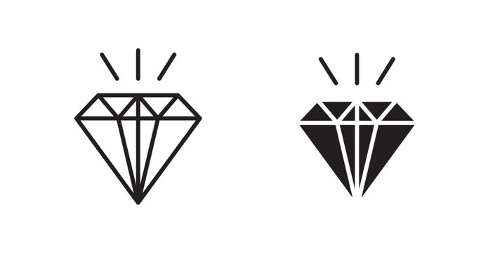 Diamond icon vector design illustrations. line and solid styles
