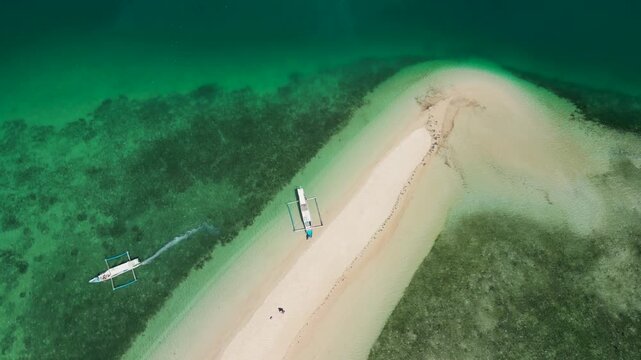Aerial drone view Gili Kere Lombok Indonesia showcasing iconic sand tongue turquoise lagoon and tropical island paradise