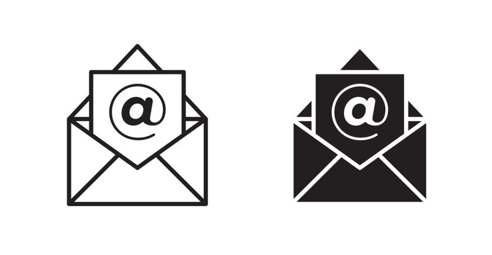 Envelope open icon vector design illustrations. line and solid styles