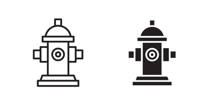 Fire hydrant icon vector design illustrations. line and solid styles