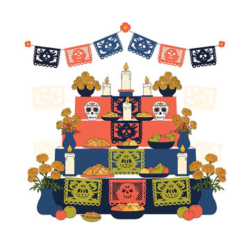 Mexican Day of Dead altar setup.