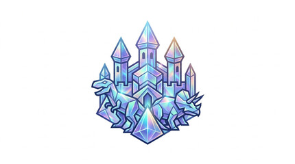 Crystal Castle with Dinosaurs Fantasy Art. © Topan