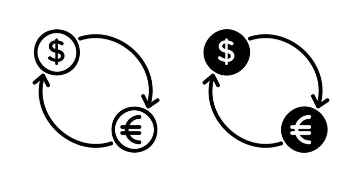 Money exchange icon filled flat and line versions
