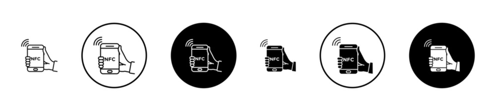 NFC communication icon filled flat and line versions