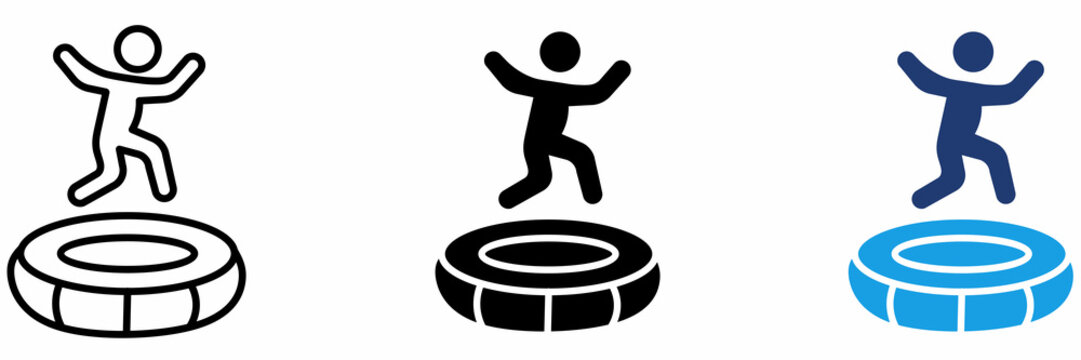 Trampoline jumping icon collections.