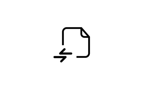 Document icon showing a browser window with two horizontal arrows animation isolated on white background